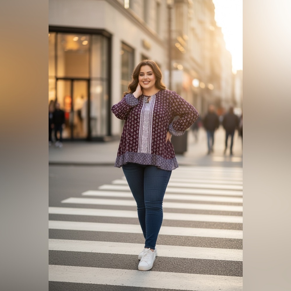 Lucky Brand Violet and Navy Blouse - Picture 3 of 8